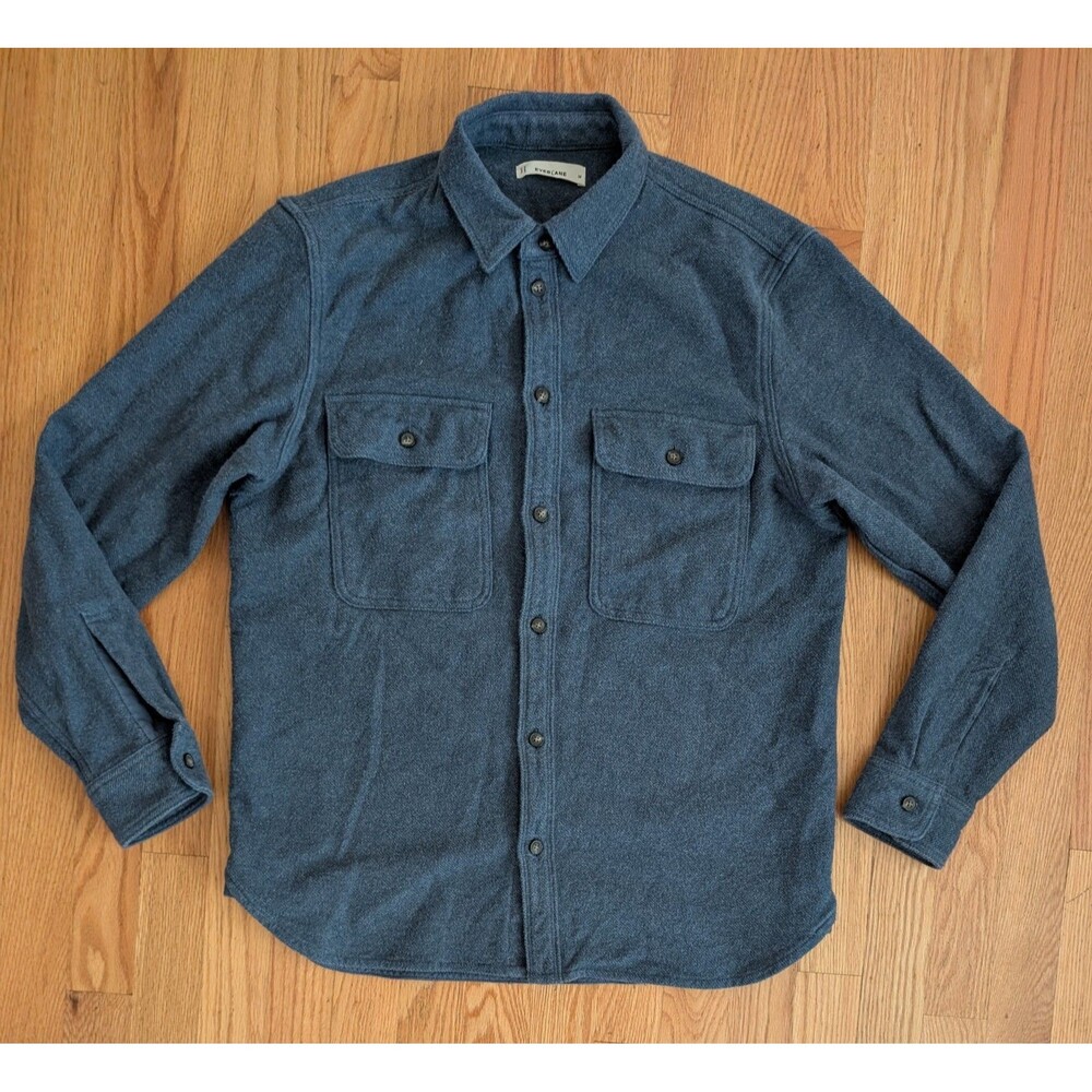 Everlane Shirt Mens Medium Blue Cotton Twill Relaxed Overshirt Button Up Casual